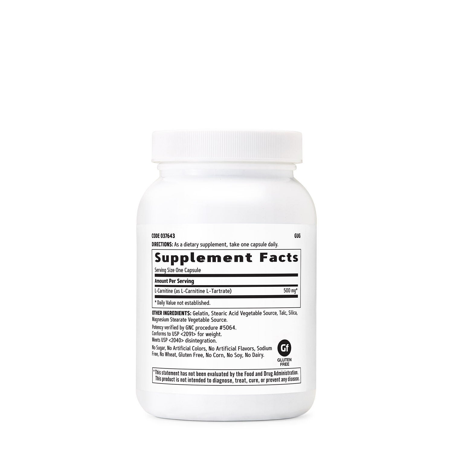 L-Carnitine 500 mg - 120 Count (120 Servings)  | GNC